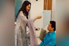 আরতির পর ভাইয়ের হাতে রাখি বেঁধে দিলেন মাধুরী