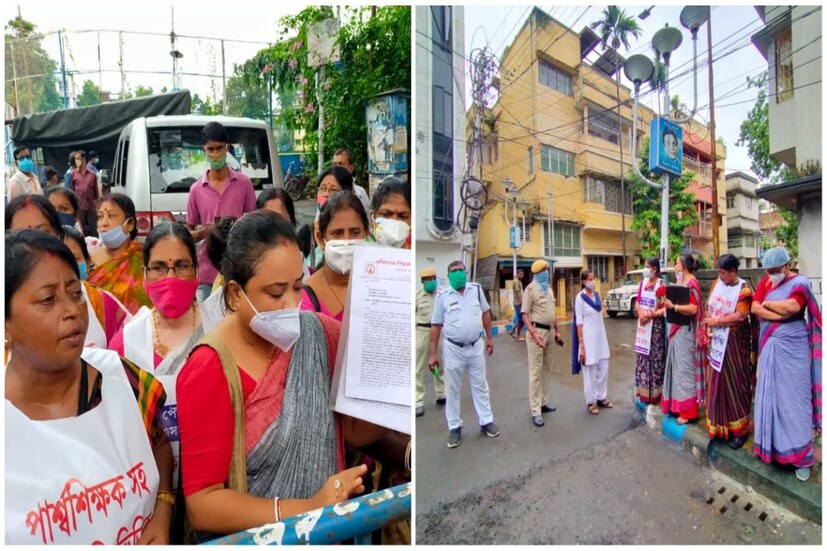 শুক্রবার সকালে শিক্ষামন্ত্রী ব্রাত্য বসুর বাড়ির সামনে বিক্ষোভ দেখাতে শুরু করেন শিক্ষক ঐক্য মুক্ত মঞ্চের প্রতিনিধিরা। এর আগে গত সপ্তাহেই এসএসসির চাকরিপ্রার্থীদের বিক্ষোভ দেখাতে দেখা যায় মন্ত্রীর বাড়ির সামনে। এবার ফের একবার একই দৃশ্য দেখা গেল শিক্ষামন্ত্রী ব্রাত্য বসুর বাড়ির সামনে। 