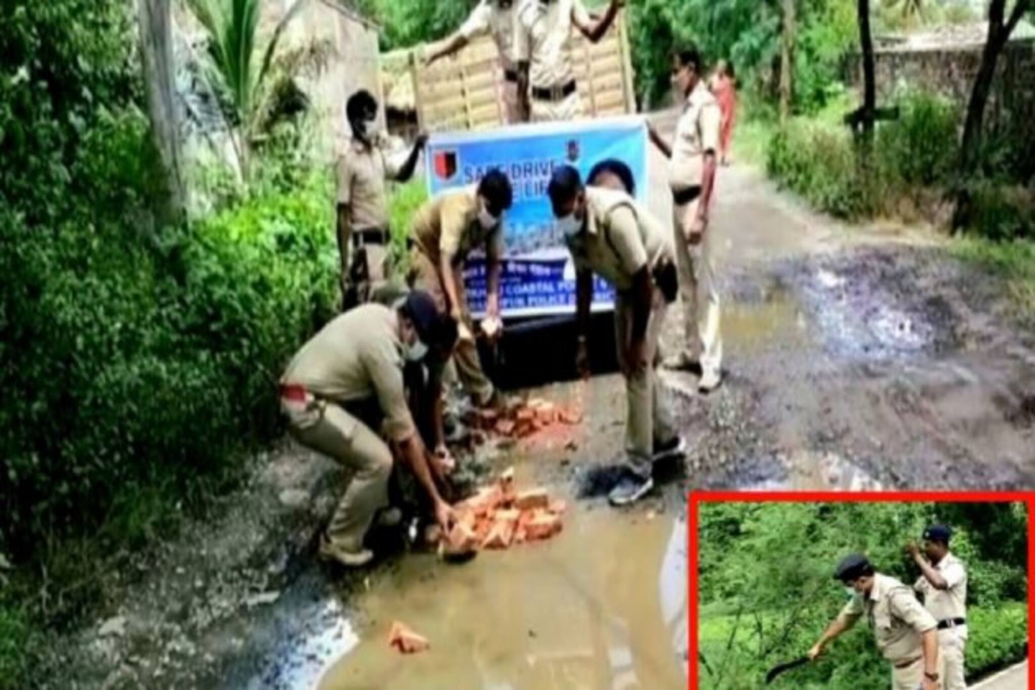 Bengal News| South 24 Parganas: উর্দি পরেই রাস্তায় নেমে পড়ল পুলিশ, হল রাস্তা সারাইয়ের কাজ