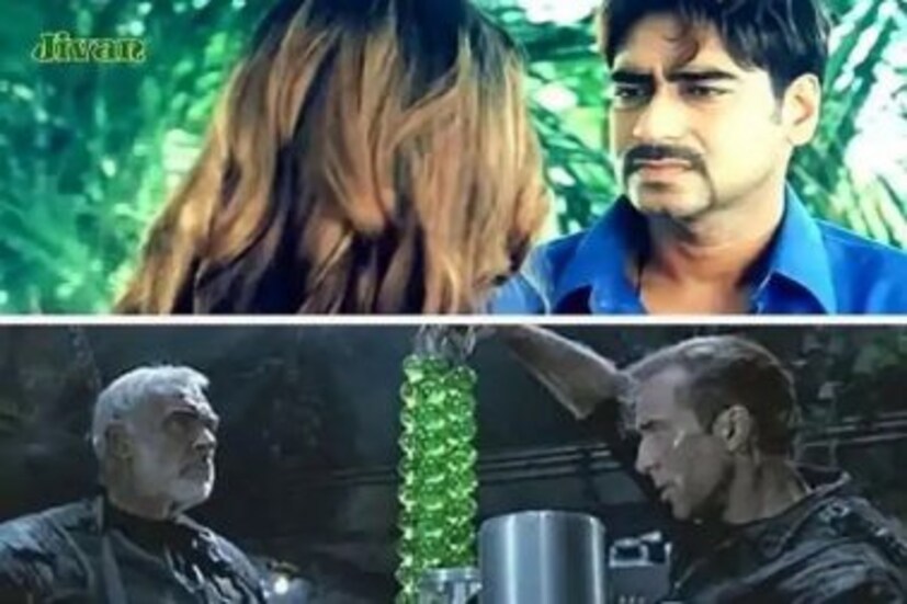 কায়ামাত-- অজয় দেবগণের কায়ামাত ছবিটি নিকোলাস কেগের দ্য রক ছবি থেকে অনুপ্রেরিত। ছবির প্রতিটি দৃশ্যই প্রায় টোকা হয়েছিল দ্য রক থেকে। 