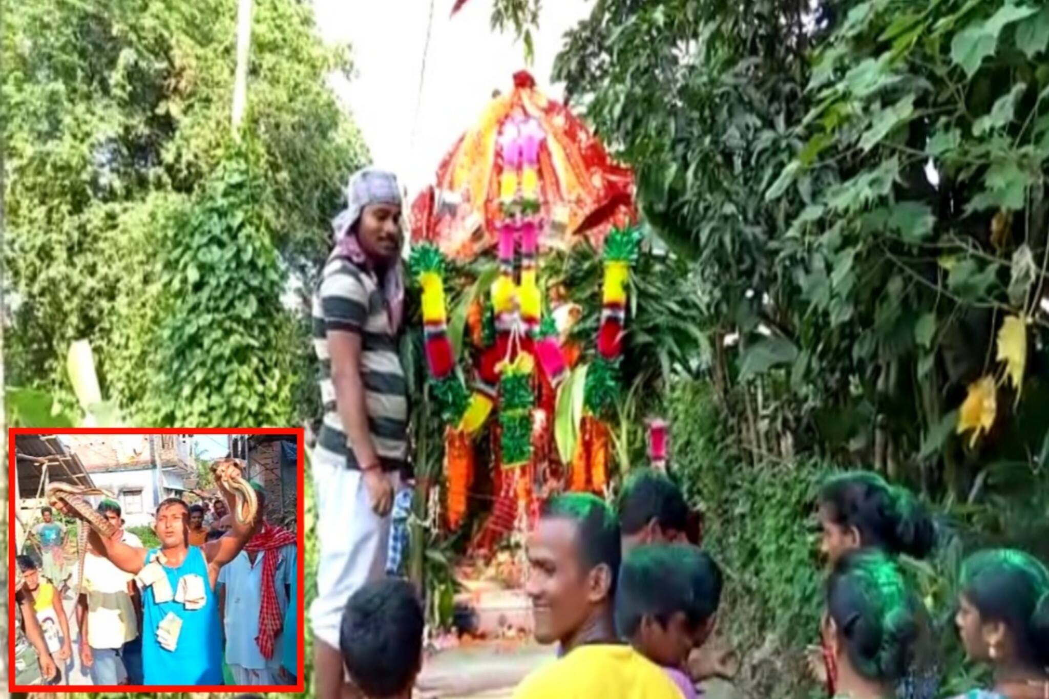 মান্দাস ভাসিয়ে চলছে অকাল মনসা পূজো