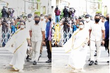 খেল দেখিয়েছিলেন ভাঙা পায়ে, এবার হাসিমুখে পায়ে হেঁটে ভোট দিয়ে গেলেন মমতা