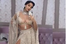 অরগ্যাঞ্জা ঢাকাই জামদানির সঙ্গে মুক্তো ও স্ফটিকের ব্লাউজে নোরা অপার্থিব সুন্দরী