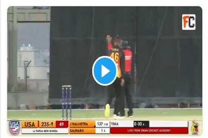 Indian origin cricketer jaskaran malhotra became 2nd player to hit 6 sixes of 6 balls in odi- Photo Courtsey- Twitter Video grab 