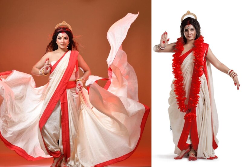 মহিষাসুর মর্দিনী রূপে থাকছেন শুভশ্রী। গল্পের শেষ অংশে দেখানো হবে দেবীর সনাতনী কাহিনি। (রিপোর্ট- অরুণিমা দে)