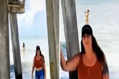 wife caught husband clicking another bikini woman bathing photos-Photo Courtesy- Tiktok  