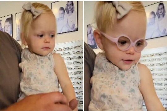 baby girl sees clearly for the first time after wearing specs watch her reaction viral video- Photo Courtesy- Youtube/Grab