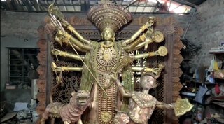 তিন লাখের তিন ধাতুর দুর্গা প্রতিমা বীরভূম থেকে পাড়ি দিচ্ছে ওড়িশা