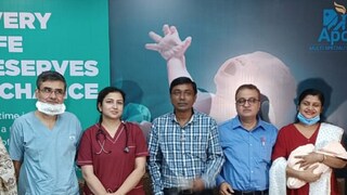 Healthy baby born after multiple blood transfusions inside womb