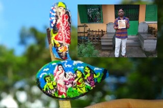কুমড়োর বীজ যখন ক্যানভাস! এভাবে দুর্গা এঁকে নজির বাসুদেবের, দেখেছেন?