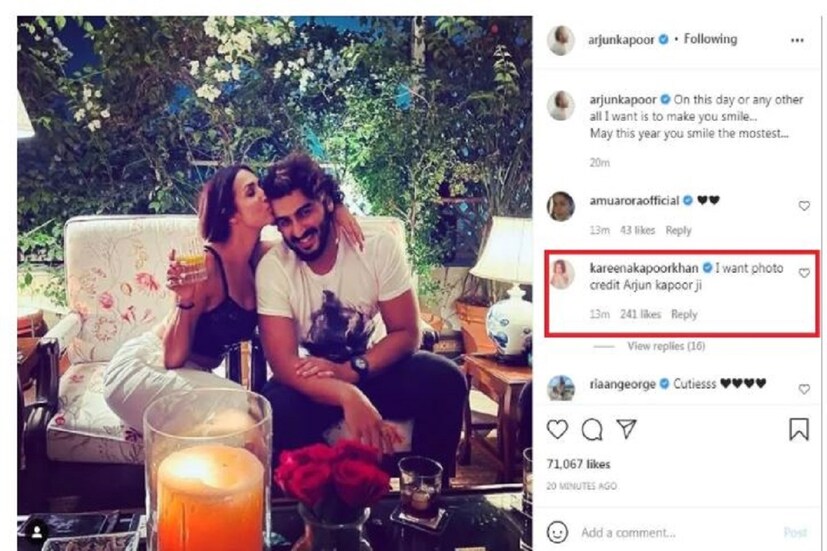 মালাইকার জন্মদিনে করিনা কাপুর খান (Kareena Kapoor Khan demands photo credit) তাঁর ক্রেডিট চাইছেন কিন্তু কোন বিষয়ের ক্রেডিট এটা? মালাইকা আর্জুন কাপুরের সম্পর্কের খবর আজ কারও কাছেই গোপন নয় ৷ মালাইকা-অর্জুনও লুকোতেও চাননা তাঁদের প্রেমের খবর কারও কাছ থেকেই (Now days everyone knows the relationship between Malaika Arora and Arjun Kapoor) ৷ ছবি সৌজন্যে ইনস্টাগ্রাম ৷
