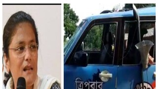 তৃণমূলের এই প্রচার গাড়িতেই হামলার অভিযোগ৷ 