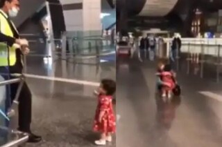 Little girl asks guards permission before running to hug aunt at airport, video leaves netizens overwhelmed. (Twitter - @kaptanhindostan)