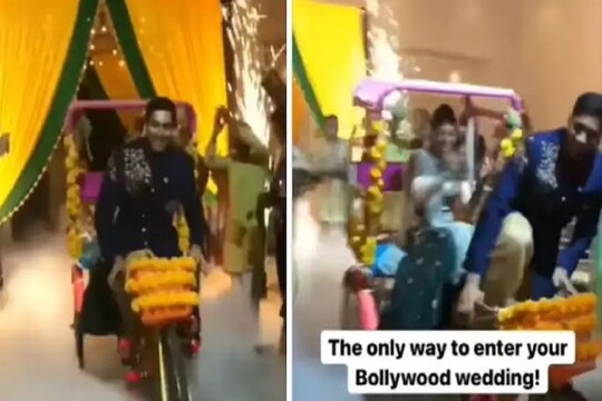 একেই বলে এন্ট্রি! বিয়ের আসরে রিক্সায় বসে এলেন বর-বউ, তুমুল ভাইরাল ভিডিও