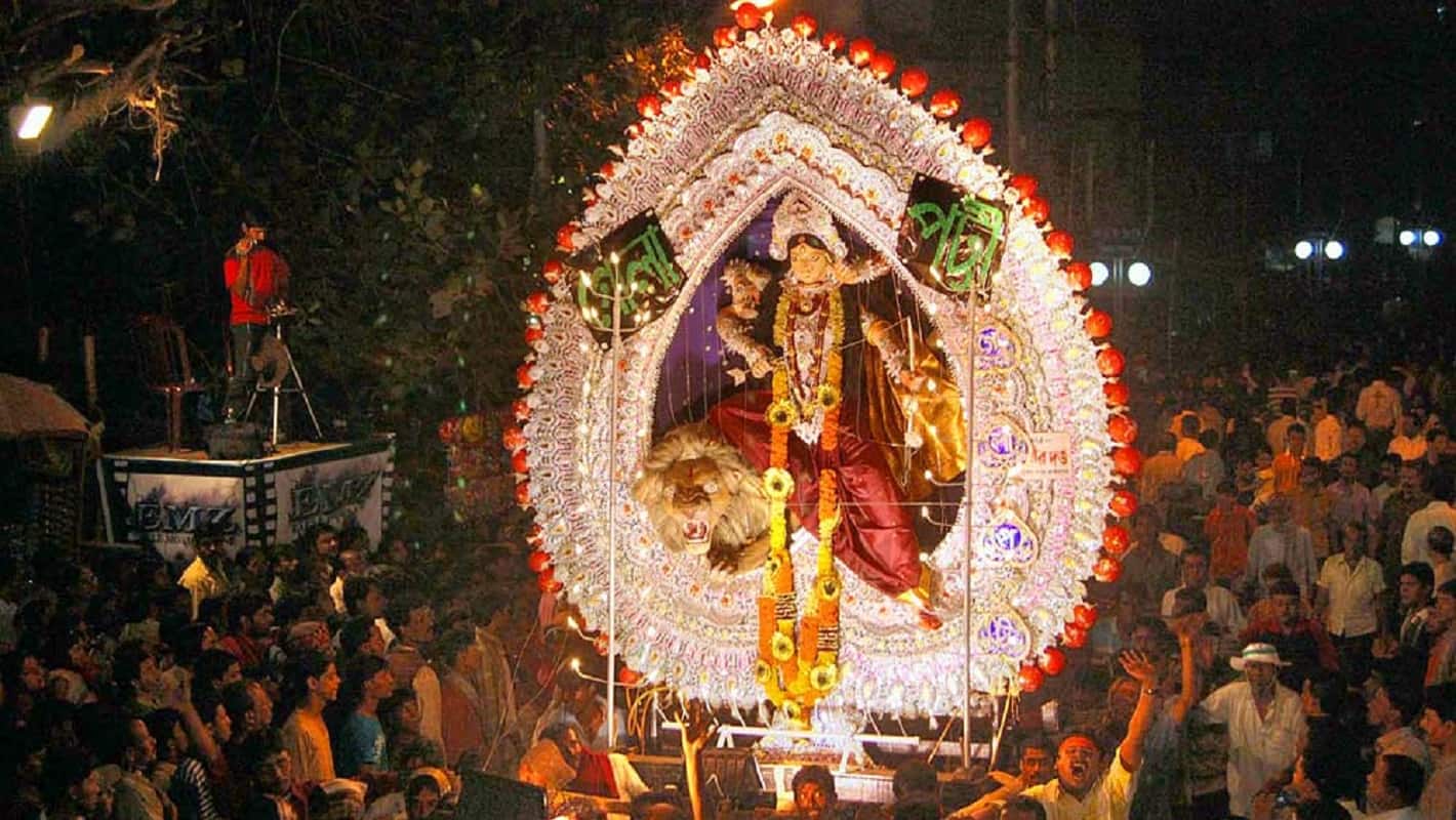 বিসর্জনের শোভাযাত্রা। ফাইল ছবি। 