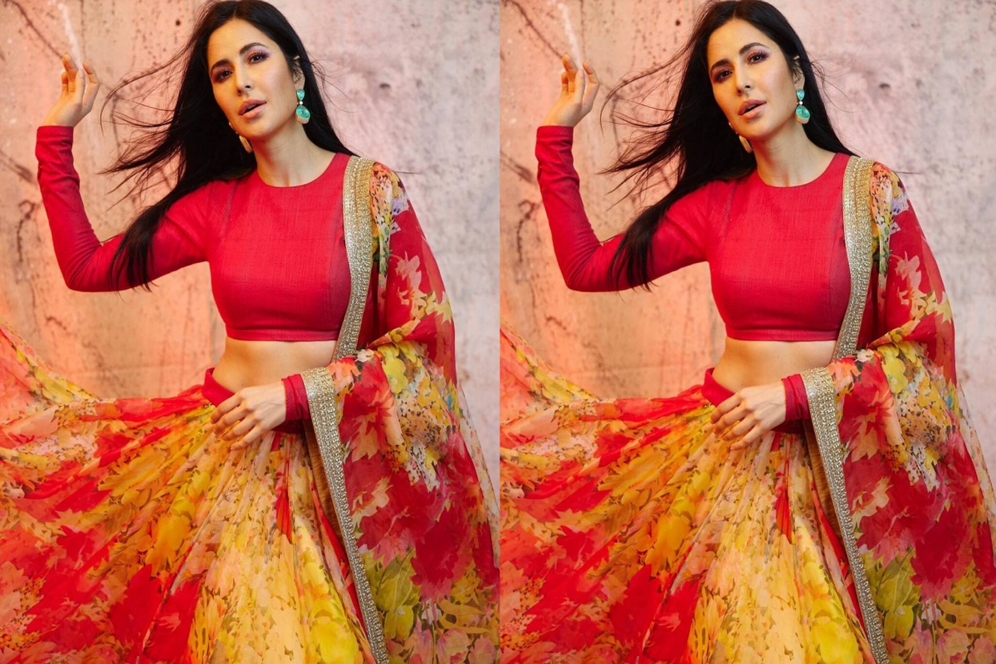 Katrina Kaif Looks Majestic In Red Floral Lehenga: লাল-হলুদ ল্যাহেঙ্গায় সোশ্যাল মিডিয়ায় আগুন ঝরাচ্ছেন ক্যাটরিনা কাইফ