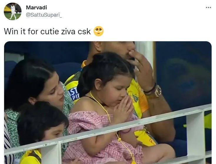 Ziva Dhoni prays for her father MS Dhoni- Photo Courtesy- Twitter