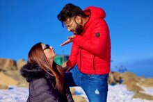 তুষারাবৃত পাহাড়ে প্রেমের উষ্ণতা ছড়িয়ে দিচ্ছেন আলিঙ্গনাবদ্ধ রাহুল-দিশা