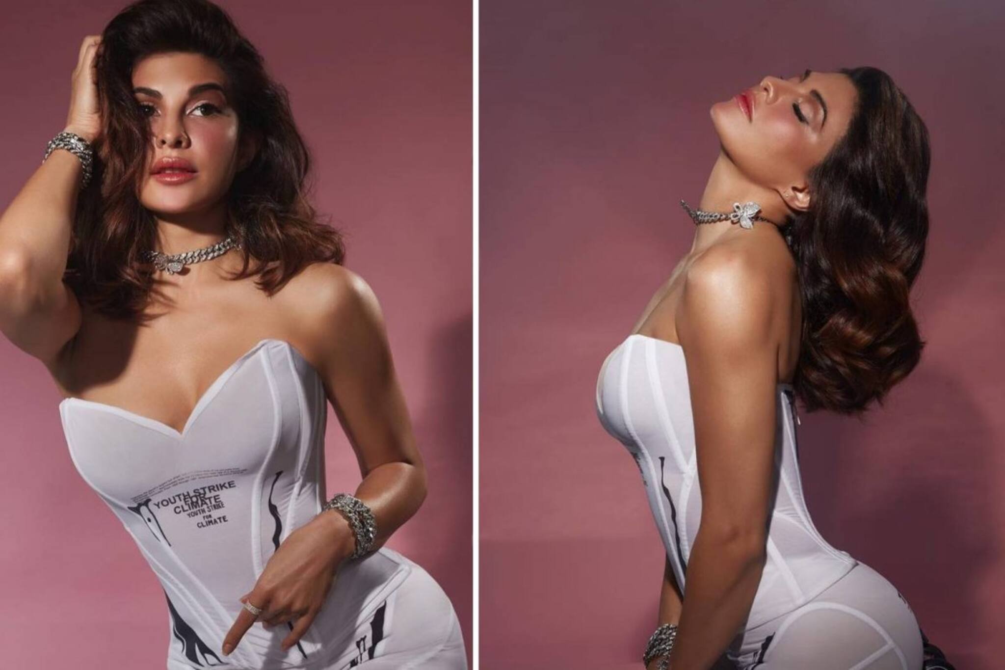 Jacqueline Fernandez Hot Photoshoot: দুধ সাদা এক অদ্ভুত পোশাকে শরীরী বিভঙ্গ, জ্যাকলিনের জাদু নেটপাড়ায়...