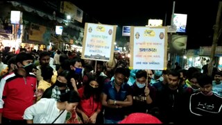 সাঙের জন্যে বিক্ষোভ পুজো উদ্যোক্তাদের
