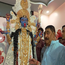 তিন কোটির গয়নায় মা কালীকে সাজালেন অনুব্রত, বোলপুরে তৃণমূল অফিসে পাহারায় পুলিশ