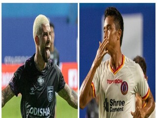 গোলের পর সেলিব্রেশন ওড়িশার
আরিদায়ির এবং ইস্টবেঙ্গলের 
হাওকিপের
