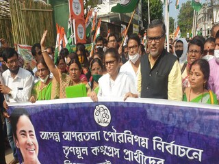 আগরতলায় তৃণমূলের মিছিল৷ 