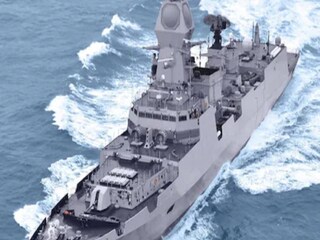 The indigenous Project 15B stealth guided missile destroyers are being built at Mazagon Docks, Mumbai. (Image: Twitter/Indian Navy)