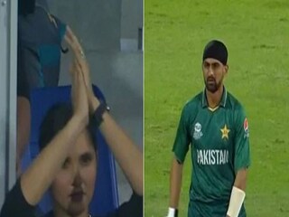 ICC T20 World Cup: watch how sania mirza cheers husband shoaib malik- Photo- Twitter Grab 