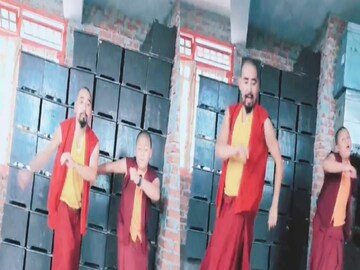 হিন্দি হিট গানের তালে বৌদ্ধ সন্ন্যাসীদের নাচ। 