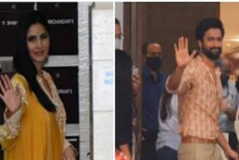 গোলাপি শহরের পথে ক্যাটের অঙ্গে হলুদ শরারা,ভিকির পরনে সব্যসাচীর তৈরি কল্কা-কুর্তা