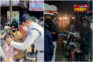 মাস্ক নিয়ে রাস্তায় নামতে দেখা গেল শিলিগুড়ি পুলিশকে