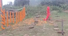 ধ্বংস হওয়া শ্মশানকালী মন্দিরের ভিত্তিপ্রস্তর স্থাপন