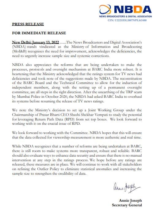 NBDA Press Release