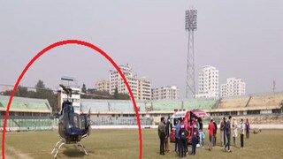 Viral News: bangladesh premier league helicopter lands in stadium while andre russell tamim iqbal was practicing- Photo Courtesy- Saj Sadiq/Twitter