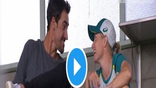 australia vs england: Mitchell Starc share personal momet with wife in gallery during women ashes match, Viral Video- Photo Courtesy- Twitter/ Video Grab 
