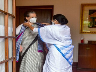 **EDS: HANDOUT PHOTO MADE AVAILABLE FROM CMO (WB) ON WEDNESDAY, JULY 28, 2021.** New Delhi: West Bengal CM Mamata Banerjee meets Congress Interim President Sonia Gandhi in New Delhi. (PTI Photo)(PTI07_28_2021_000364B)