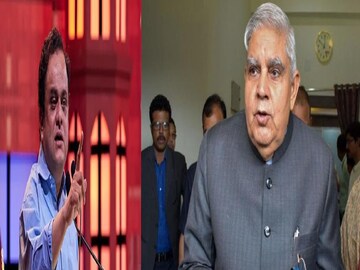 শিক্ষামন্ত্রী ব্রাত্য বসু এবং রাজ্যপাল জগদীপ ধনখড়। ফাইল ছবি। 
