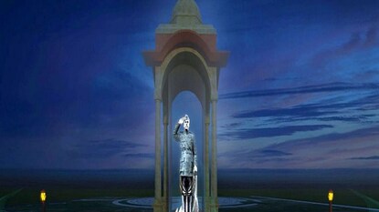 New Delhi, Jan 21 (ANI): A depiction of a hologram statue of Netaji Subhas Chandra Bose that will be installed on 23rd January, at India Gate, in New Delhi on Friday. (ANI photo) New Delhi, Jan 21 (ANI): A depiction of a hologram statue of Netaji Subhas Chandra Bose that will be installed on 23rd January, at India Gate, in New Delhi on Friday. (ANI photo)