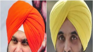 Punjab Congress chief Navjot Singh Sidhu (L) and AAP leader Bhagwant Mann (R). (PTI File)
