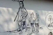 শান্তিনিকেতনের দেওয়াল লিখনে নন্টে ফন্টে