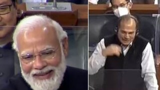 সংসদে নরেন্দ্র মোদি ও অধীর চৌধুরী। ছবি - এএনআই