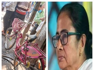 মহিষাদলে দুর্ঘটনায় মৃত ছাত্রীর দুমড়ে মুচড়ে যাওয়া সাইকেল৷ 