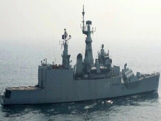 File image of Navy's battleship INS Ganga during an operational demonstration as a pre-cursor to the President's Fleet Review in 2011. AFP
