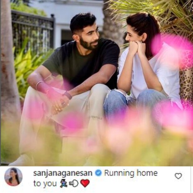 বুমরাহকে উত্তর দিয়েছেন তাঁর স্ত্রী। তিনি লিখেছেন, তেমার জন্য ছুটে চলে আসছি বাড়িতে।