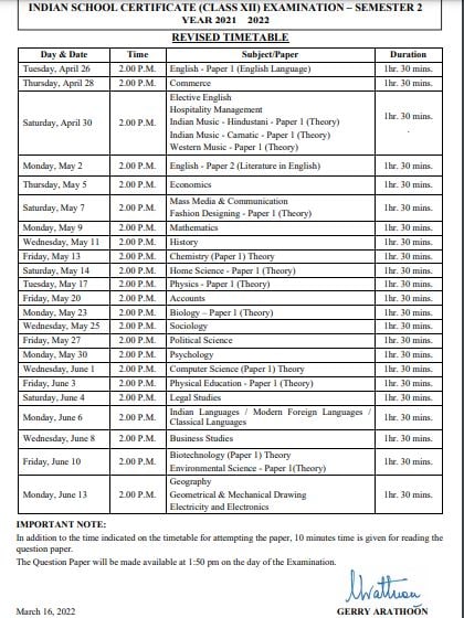 ISC Exam Date