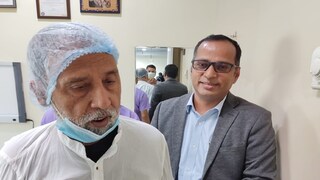 Dr. Abhay Kumar with the patient