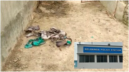 বেলডাঙাতে বোমা বিস্ফোরণের পর এলাকা বেলডাঙাতে বোমা বিস্ফোরণের পর এলাকা