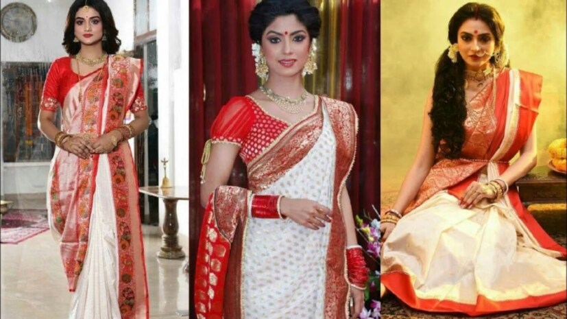 সামনে আঁচল চিরাচরিত অবাঙালি প্রথায় শাড়ি পরার প্রতি ঝোঁক বাঙালির। বলা হয় পার্সি মহিলাদের এই ধরনের শাড়ি পরার প্রথাটিকেই খানিক এ দিক ও দিক করে, আঁচল পিছনে ফিরিয়ে দিয়ে নতুন ট্রেন্ড তৈরি করেছিলেন ঠাকুর বাড়ির মেজ বৌ জ্ঞানদানন্দিনী দেবী। তবে বাঙালি ফ্যাশনিস্তারা সে স্টাইল ফিরিয়ে আনছেন আবার। আঁচল থাকছে সামনে। তবে একেবারে কুচিতে অঙ্গ ঢেকে নয়। বরং খানিকটা বড় ব্লাউজের সঙ্গে পরিপাটি করে ভাঁজ করা আঁচল ফেলা থাকছে ডান কাঁধের উপর। দেখতে স্মার্ট, চলা ফেরাতেও সহজ।