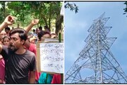জমির উপর দিয়ে হাইটেনসন তার নিয়ে যেতে দিতে নারাজ, ফরাক্কার বেনিগ্রামে পথে নামল সাধারণ মানুষ